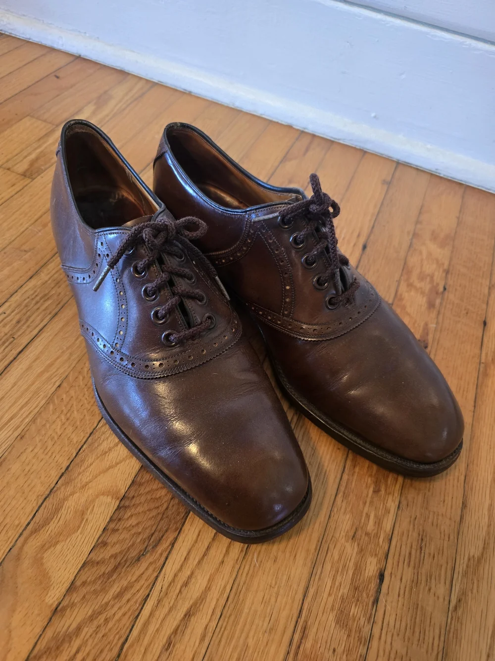 CHURCH'S Custom-made Men's Brown Leather Lace-Up Dress Shoes, shoe tree included